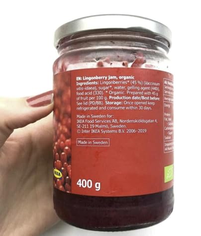 IKEA Sylt Lingonberry preserves label close-up signals premium Ikea Food quality