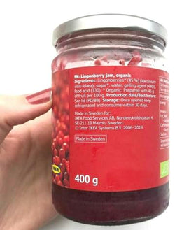 IKEA Sylt Lingonberry preserves label close-up signals premium Ikea Food quality