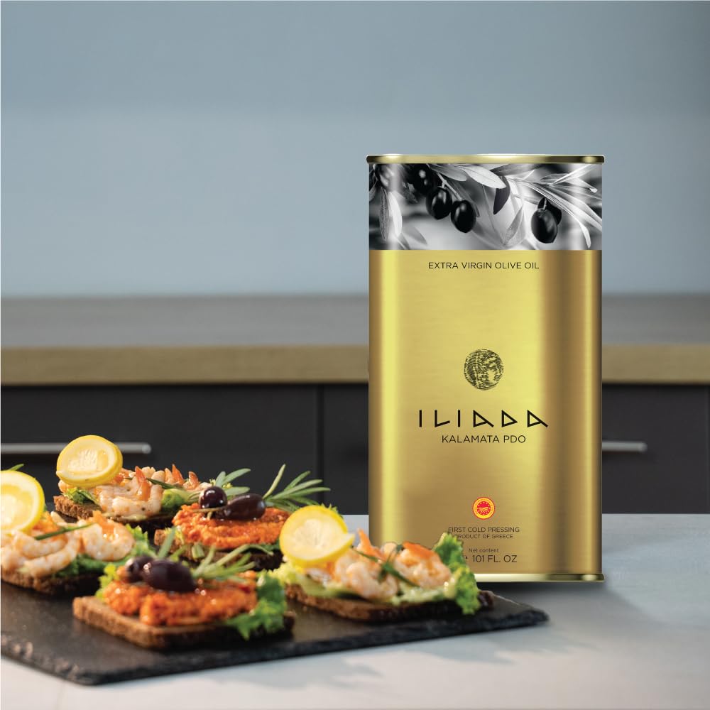 Iliada Kalamata PDO EVOO aroma notes capture green fruit and herb hints.
