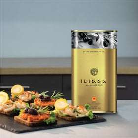 Iliada Kalamata PDO EVOO aroma notes capture green fruit and herb hints.