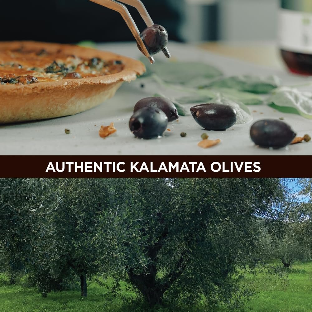ILIADA Kalamata pitted olives on a dish with pasta salad pairing