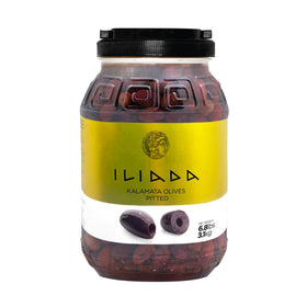 ILIADA Kalamata pitted olives in jar front showing premium quality in brine