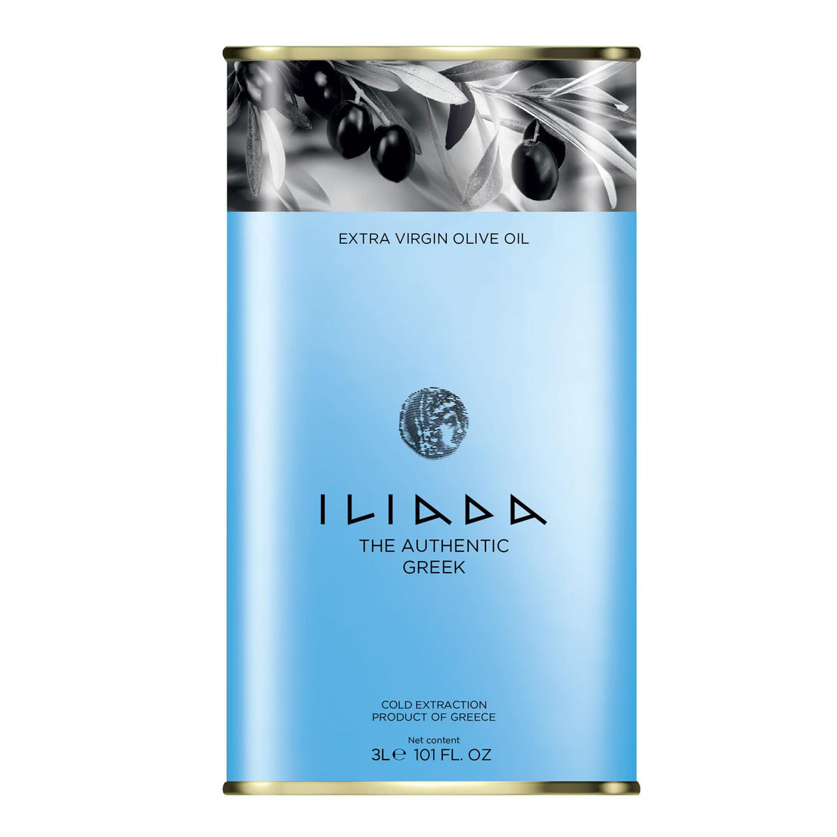 ILIADA Koroneiki olive oil bottle 3L pouring for fresh salads.