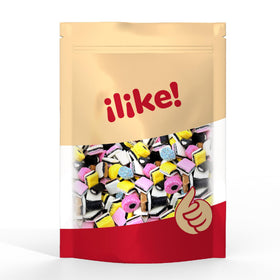 ILIKE! Soft licorice textures and vibrant shapes evoke retro charm.