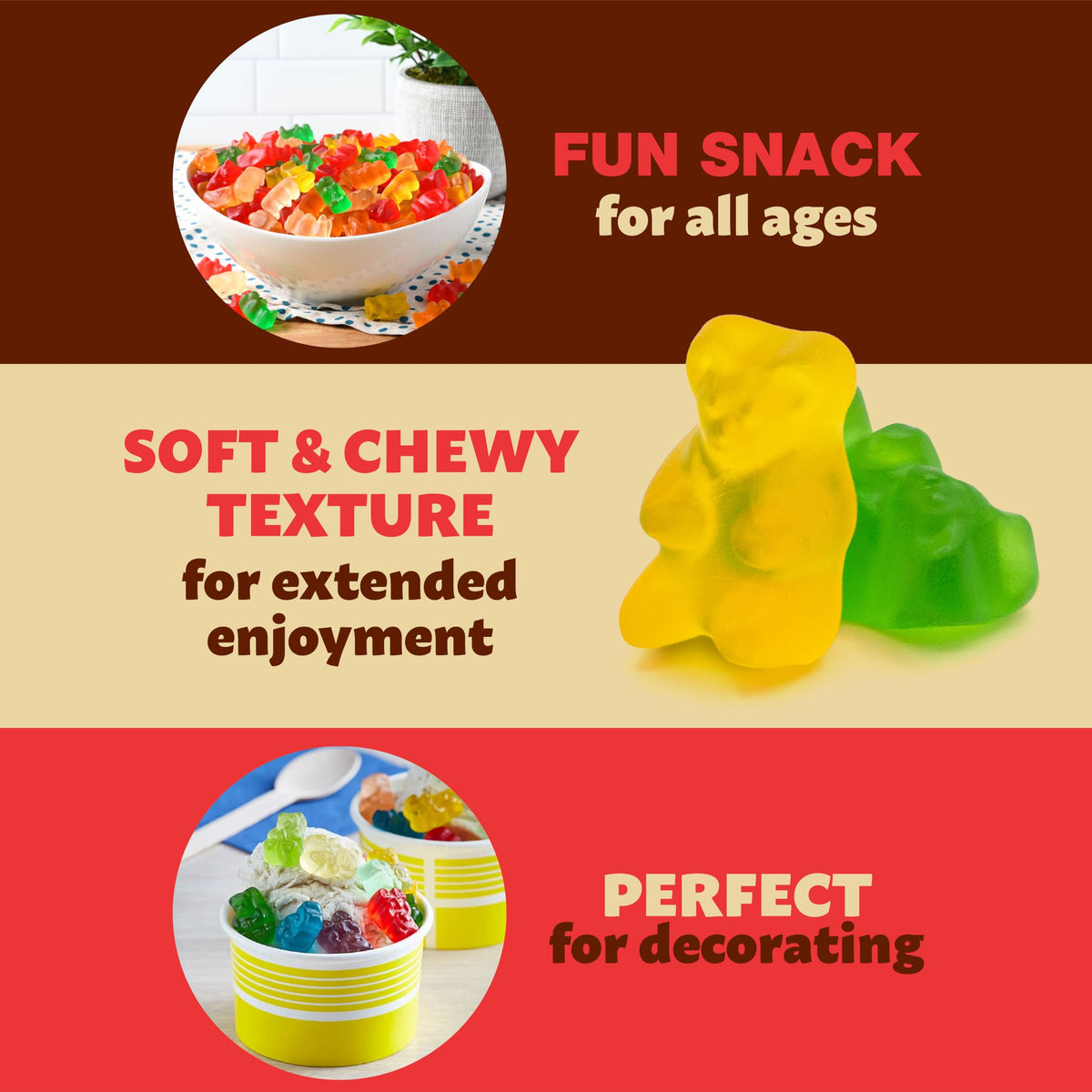 ILIKE! Bears Gummy Candy 2lb bulk display at a candy buffet and party table.