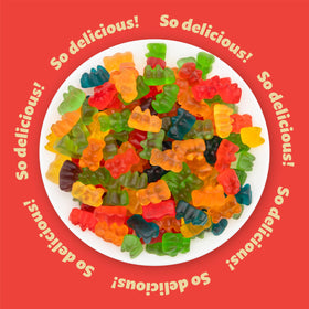 ILIKE! Bears Gummy Candy closeup-dessert decoration for cake toppers and ice cream toppings.