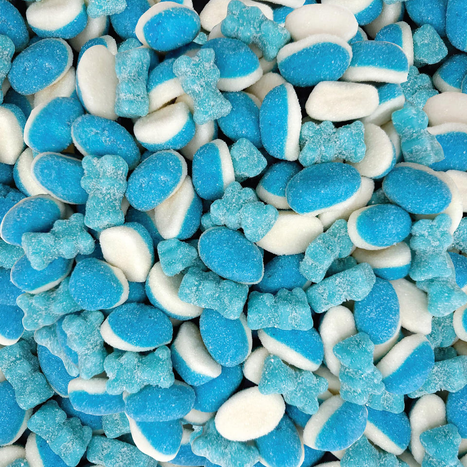 ILike! Blue Gummy Candy Mix bulk bag displayed for party buffets.