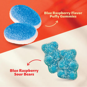 ILike! Blue Raspberry Puffs Gummies with soft texture for dessert toppings.