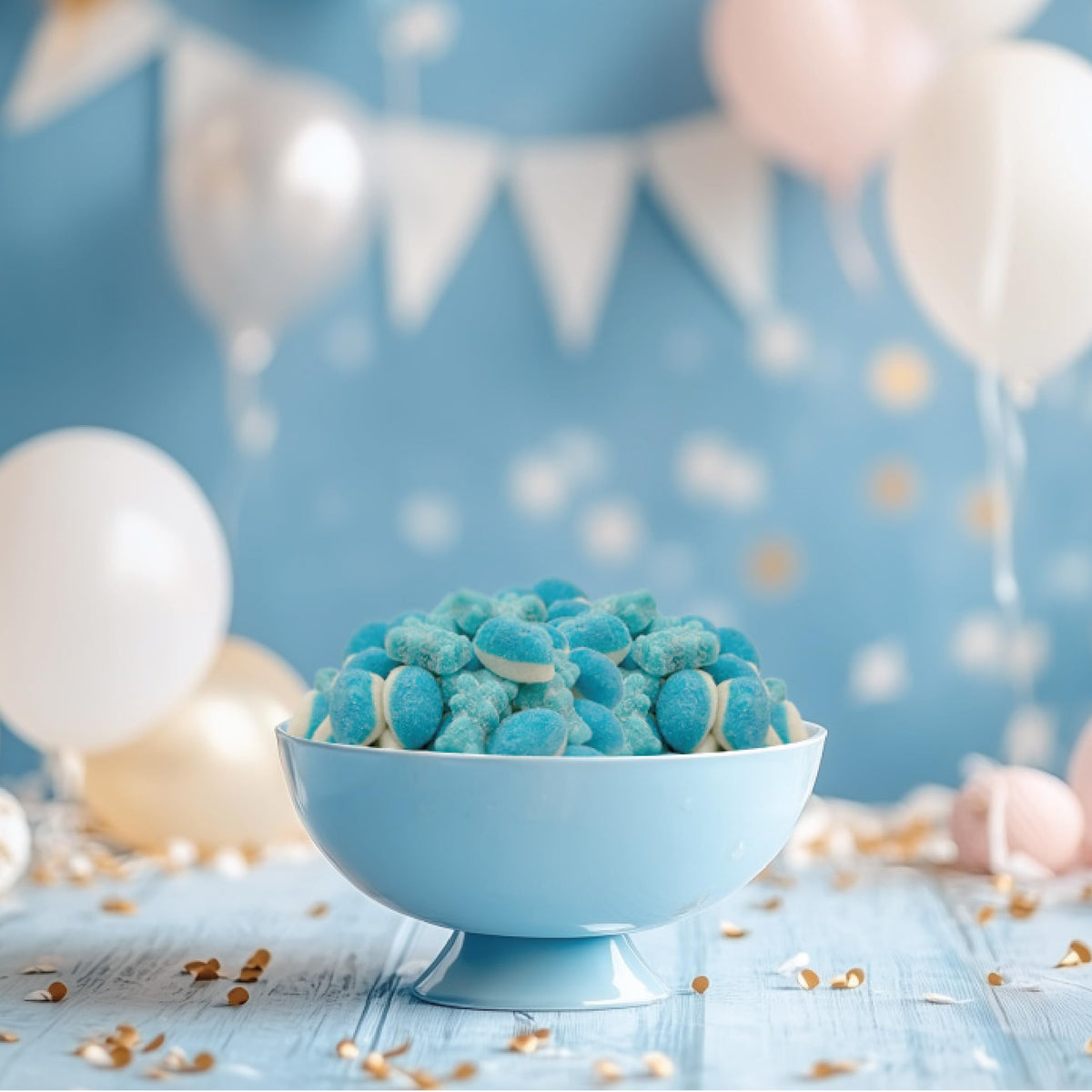 ILike! Blue gummies ideal for cake toppers and dessert decoration.