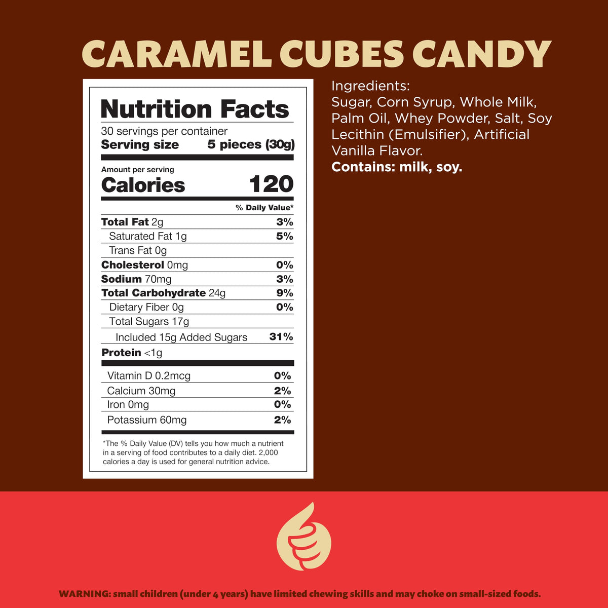 ILike! individually wrapped vanilla caramel cubes ideal for gift bags and party favors.