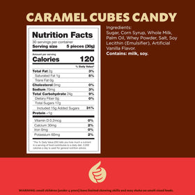 ILike! individually wrapped vanilla caramel cubes ideal for gift bags and party favors.