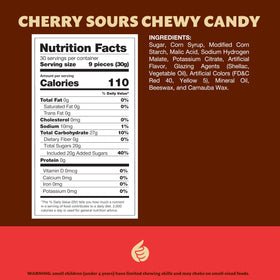 ILike Cherry Sours chewy balls showing chewy texture and fruity appeal.