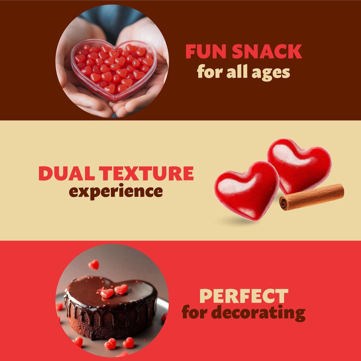 ILIKE! Cupcake decorating with cinnamon hearts adds festive flavor.