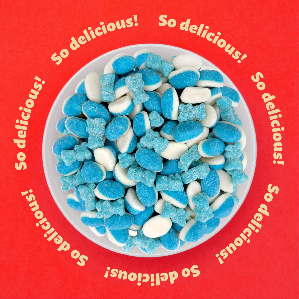 ILike! Blue gummies suited for dessert decorating and party platters.