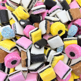 ILIKE! English licorice allsorts bag showing colorful mix for sharing.