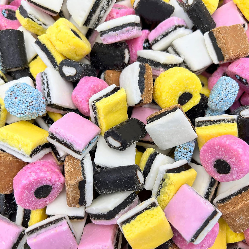 ILIKE! English licorice allsorts bag showing colorful mix for sharing.