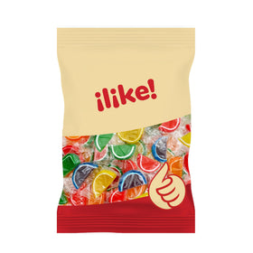 ILIKE! Colorful fruit jelly slices add visual appeal to desserts.