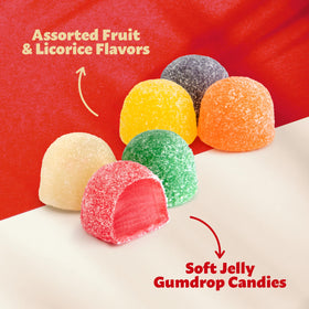 ILIKE! Gum Drops licorice and cherry provide classic contrasts for candy bowls.
