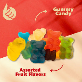 ILIKE! Gummi bears in a serving bowl for gatherings and movie nights.