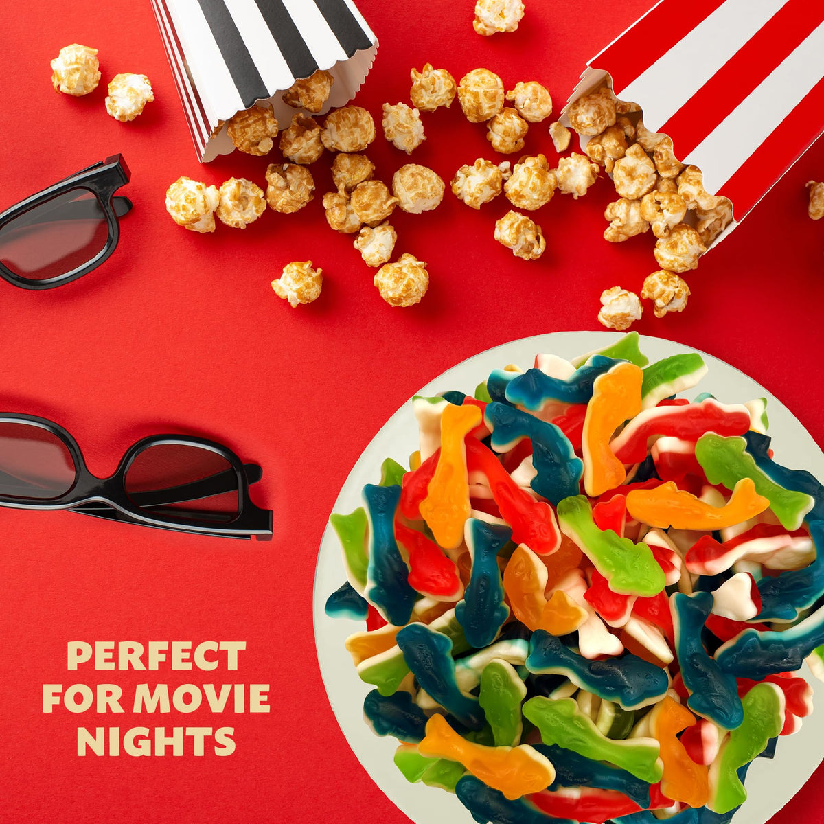 ILike! Gummy Sharks display bright colors for eye-catching candy bowls