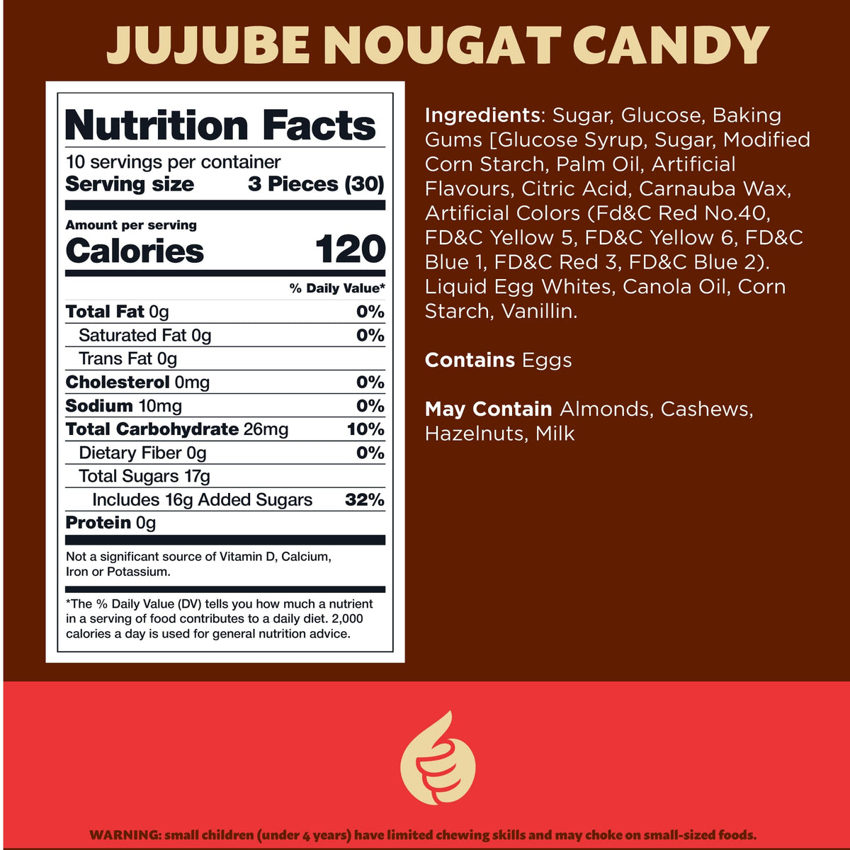 ILike Jujube Nougat Candy buffet display with color.