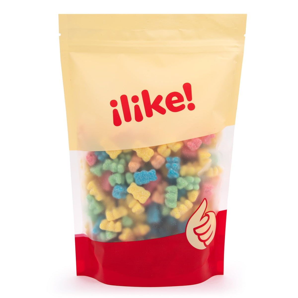 ILIKE! Neon Sour Gummi Bears assorted colors entice kids and teens with fruity flavors.