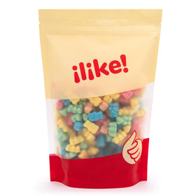 ILIKE! Neon Sour Gummi Bears assorted colors entice kids and teens with fruity flavors.