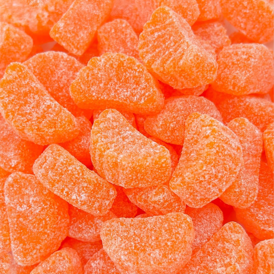 ILIKE! orange slices jelly candy bulk bag in a candy bowl for a festive display.