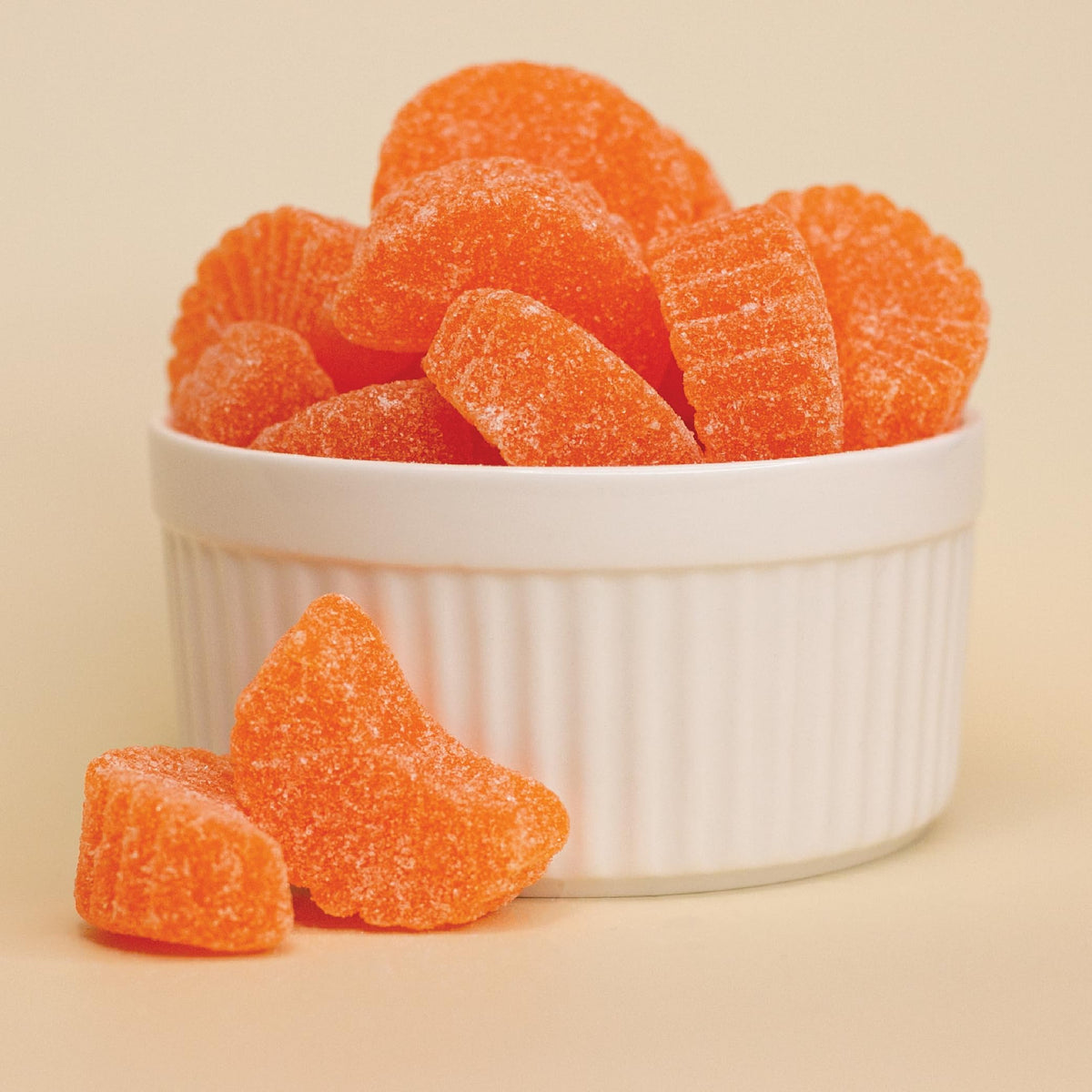 ILIKE! orange slices jelly candy chopped into cakes for color and texture.