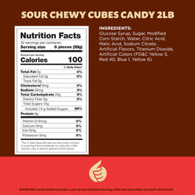 ILIKE Sour Gummy Blocks close-up shows chewy cubes with tangy finish.