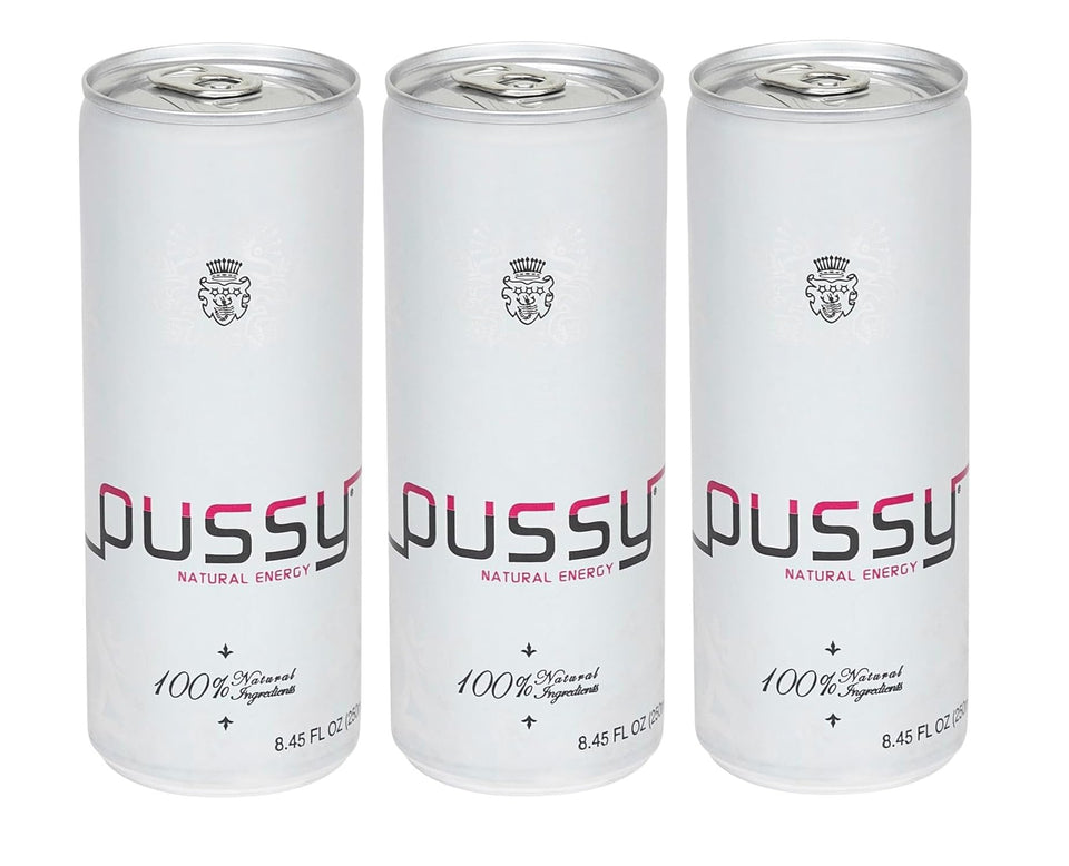 ILIOS Pussy natural energy drink three-pack cans offer a natural caffeine boost for focus.