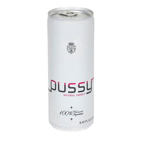 ILIOS Pussy energy drink can front view shows vibrant carbonation and natural ingredients.