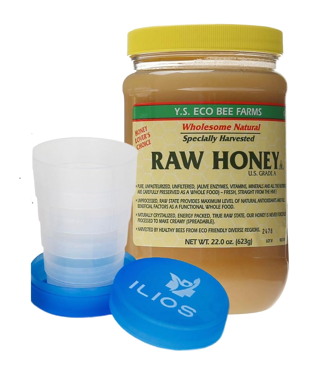 ILIOS Y.S. Eco Bee Farms raw honey two-pack front view for pantry staples