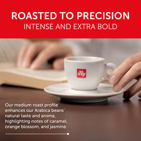 illy 100 percent Arabica beans close-up, showcasing premium quality and smooth flavor.