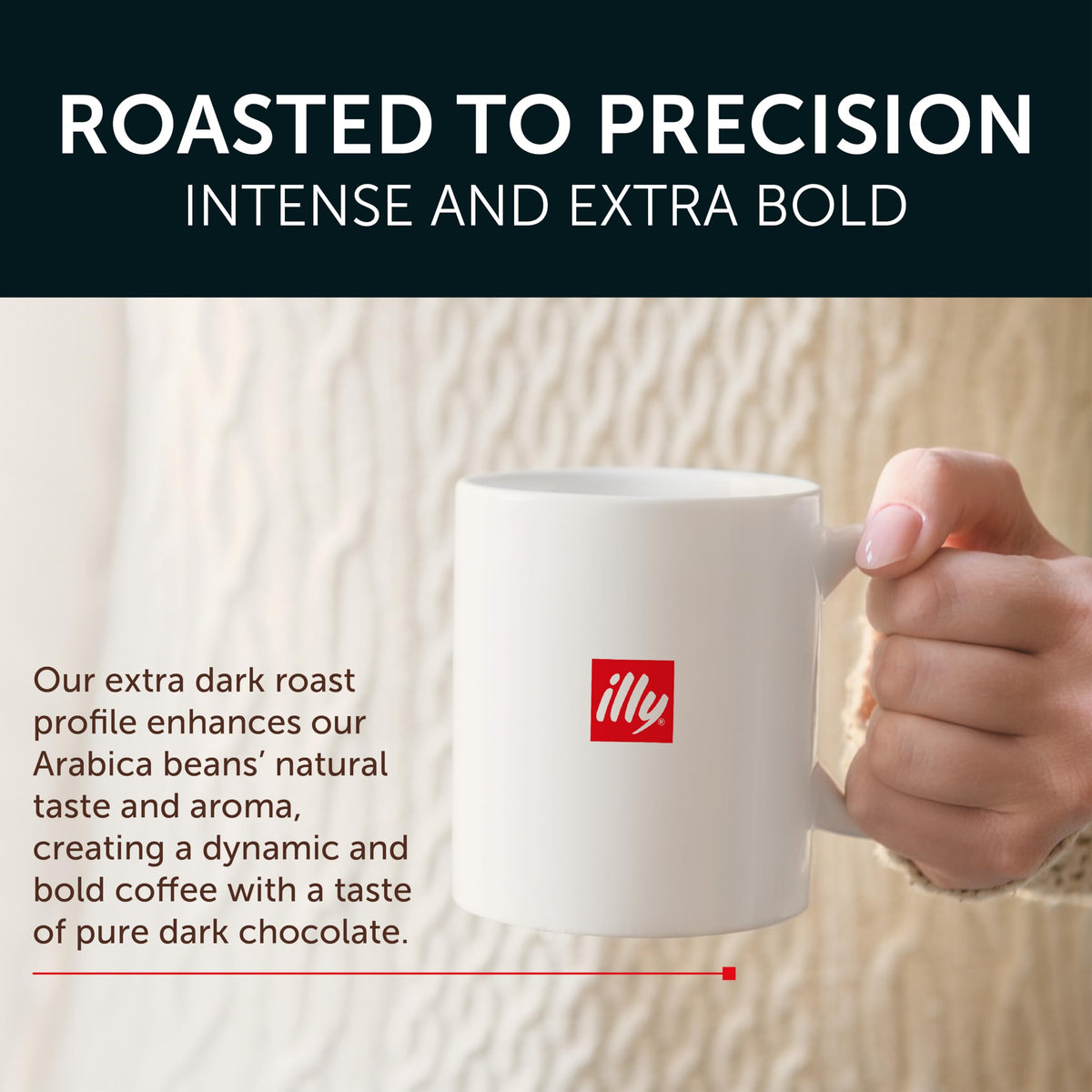 100% Arabica beans selected by illy for balanced flavor