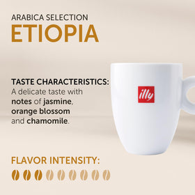 illy arabica ethiopia beans closeup reveals delicate jasmine notes