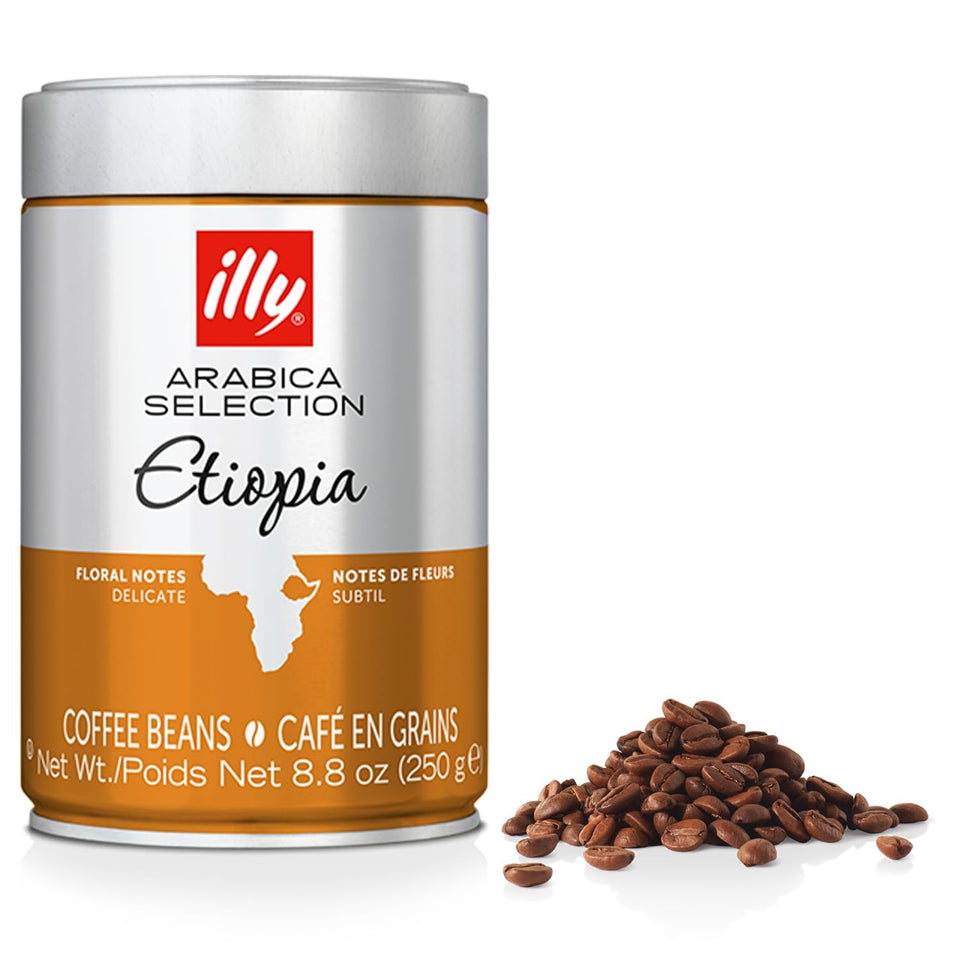 illy arabica ethiopia whole bean packaging shows premium single origin quality