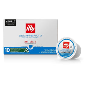 illy Classico Decaf K-Cups box showcases premium roast and no preservatives for everyday brewing.