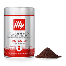 Illy Classico ground coffee packaging preserving aroma for freshness
