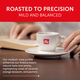 Illy Classico Lungo poured cup reveals cocoa and dried fruit notes