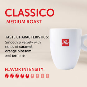 Illy Classico medium-roast Arabica beans close-up highlighting premium quality.