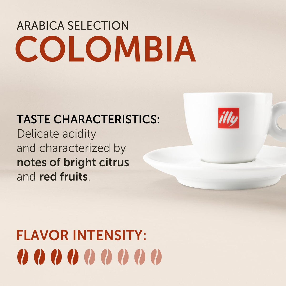 illy Colombia medium roast pods delivering balanced flavor with a fruity aroma