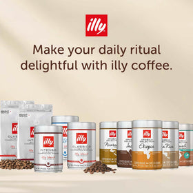 illy cup of steaming coffee conveys premium Italian experience and aroma-rich ritual