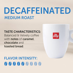 illy decaf aroma close-up highlighting caramel and chocolate notes