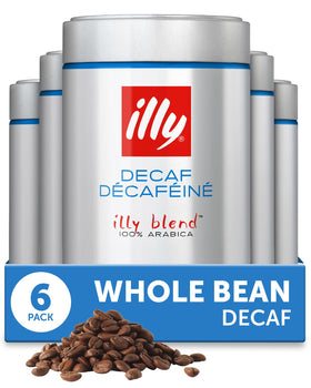illy decaf classico whole bean with a balanced medium roast aroma.