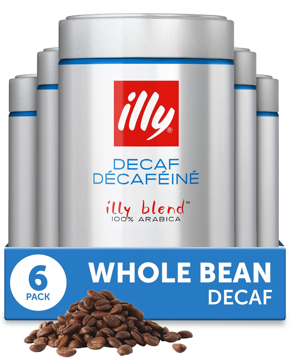 illy decaf classico whole bean with a balanced medium roast aroma.