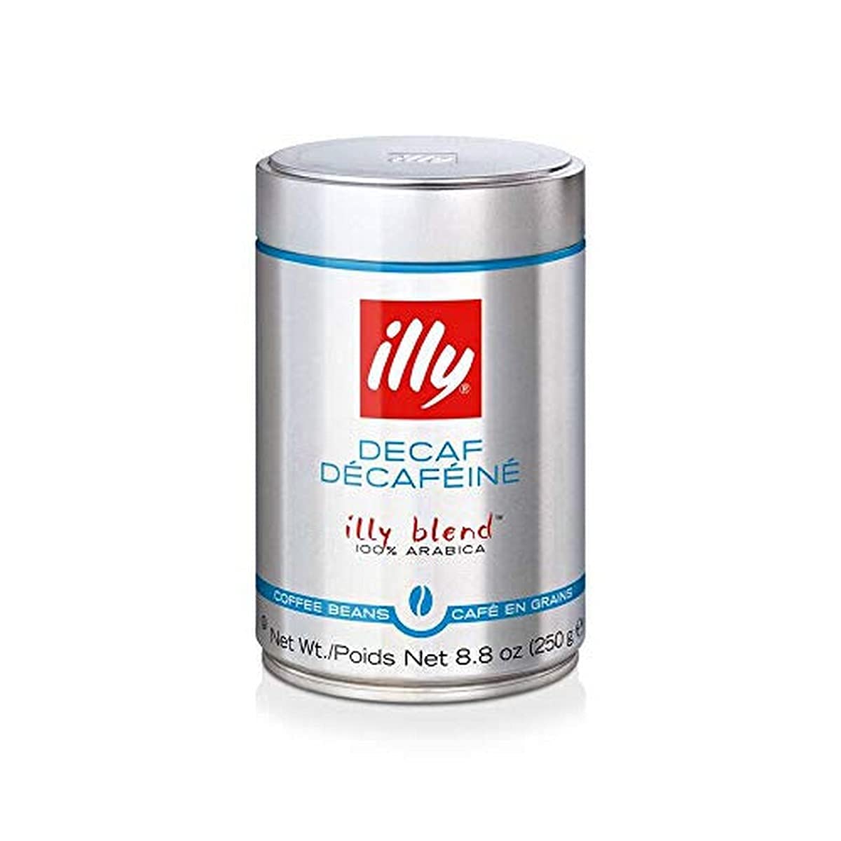 illy decaf coffee beans ready to grind for a rich espresso.