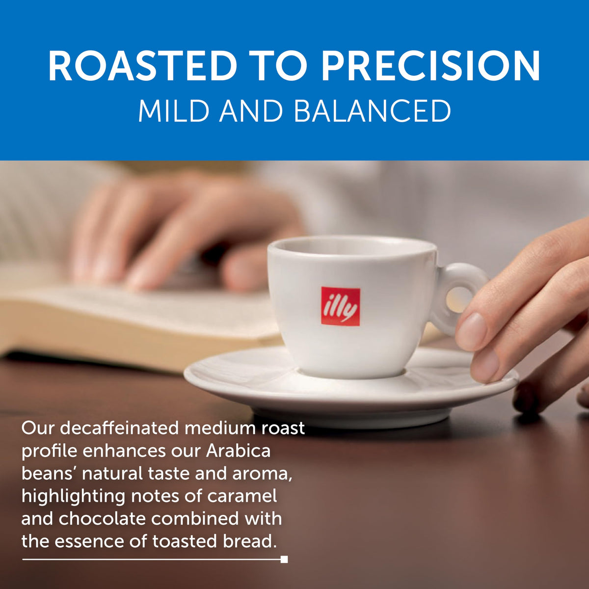 illy decaf espresso aluminum pod closeup, detailed pod design
