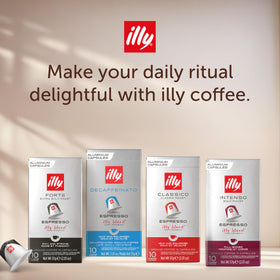 illy decaf espresso brew process showing cup-ready final beverage