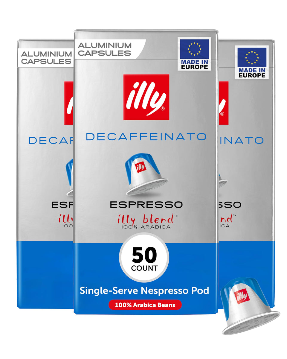 illy decaf espresso capsules front view for Nespresso compatibility, smooth morning ritual